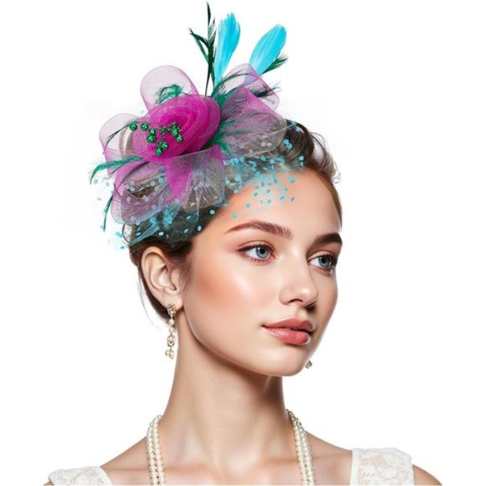 Kentucky Fascinators Hats‎ for Women Derby Tea Party Hat Flower Mesh